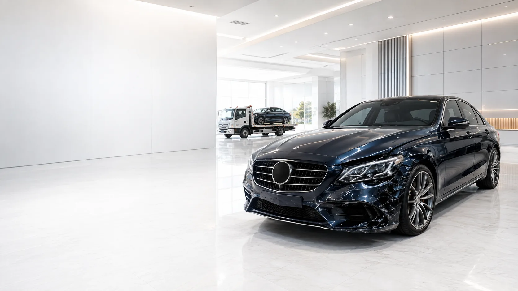 PERTT mobil ana sayfa için hasarlı premium aracın profesyonel değerlendirme görseli
